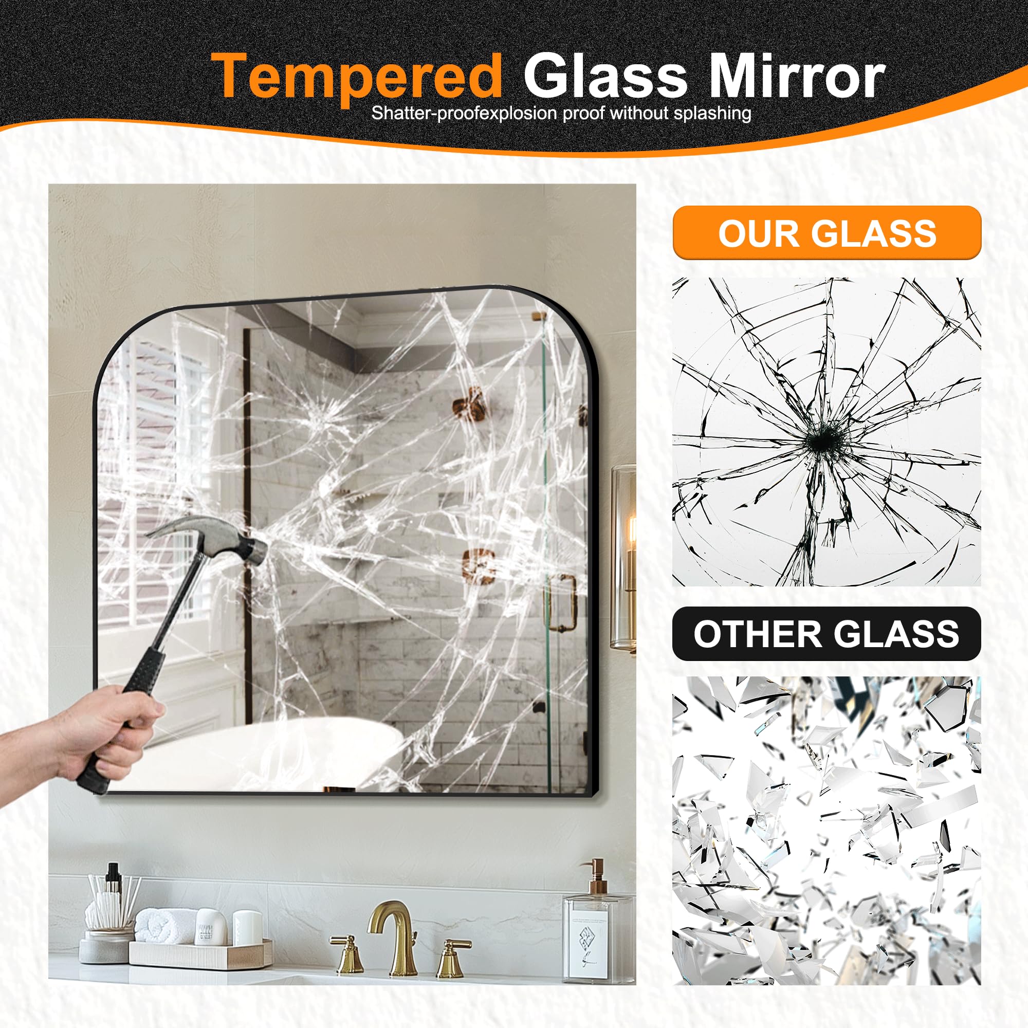 Delma black framed mirror ideal over sink or console table