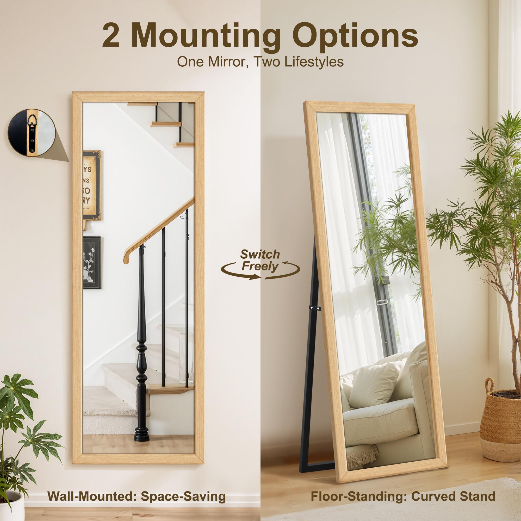 Delma distortion-free silver-coated mirror for clear wall or floor use.