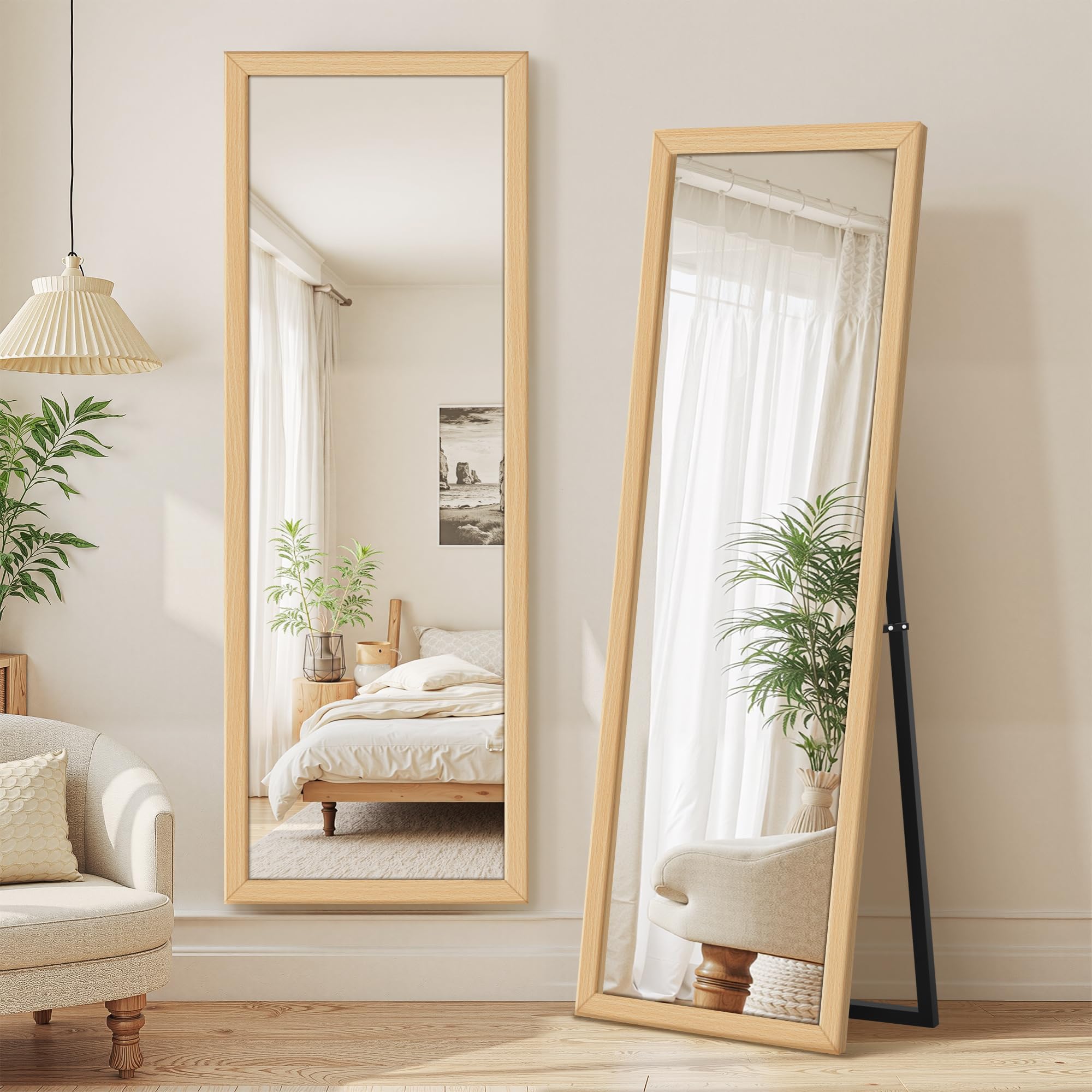 Delma full-body mirror 56x20 in wood frame ideal for outfit checks.