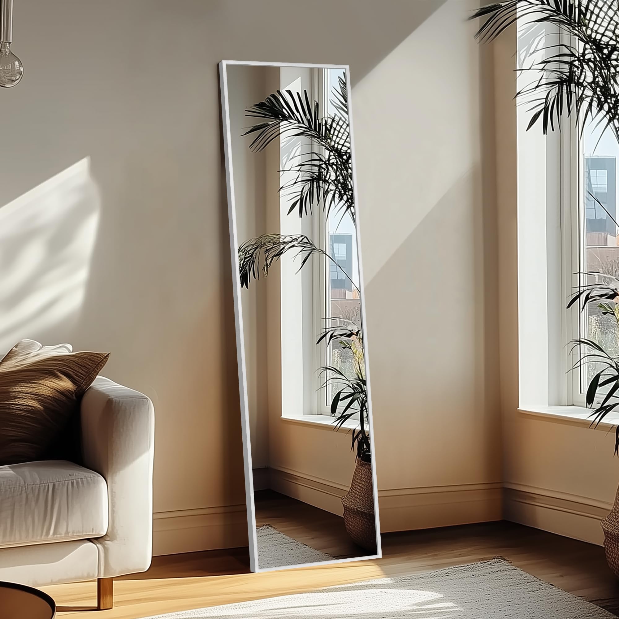 Freestanding base allows easy repositioning between rooms.