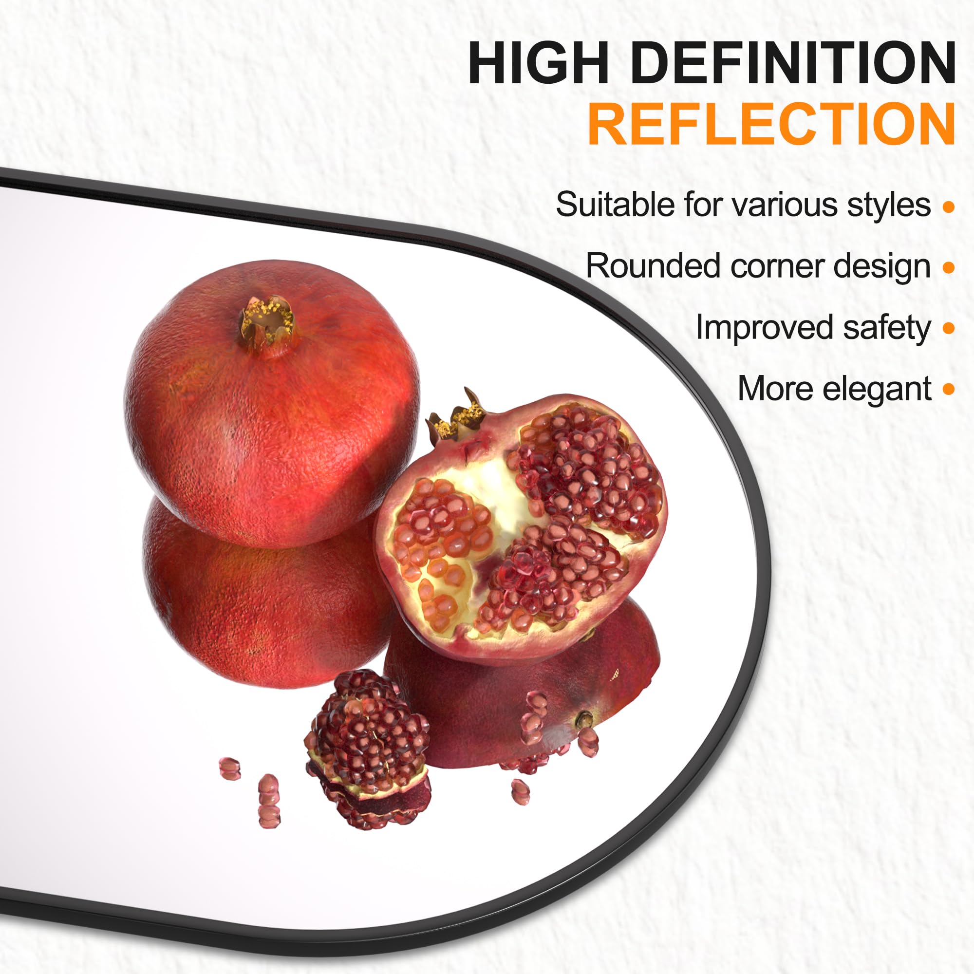 Delma HD shatter-proof glass provides crystal-clear reflection and safety.