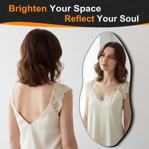 Delma irregular wall mirror wavy edge closeup adds artistic texture