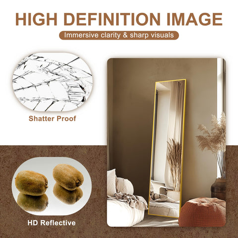 Delma freestanding mirror with stand enables flexible room placement.
