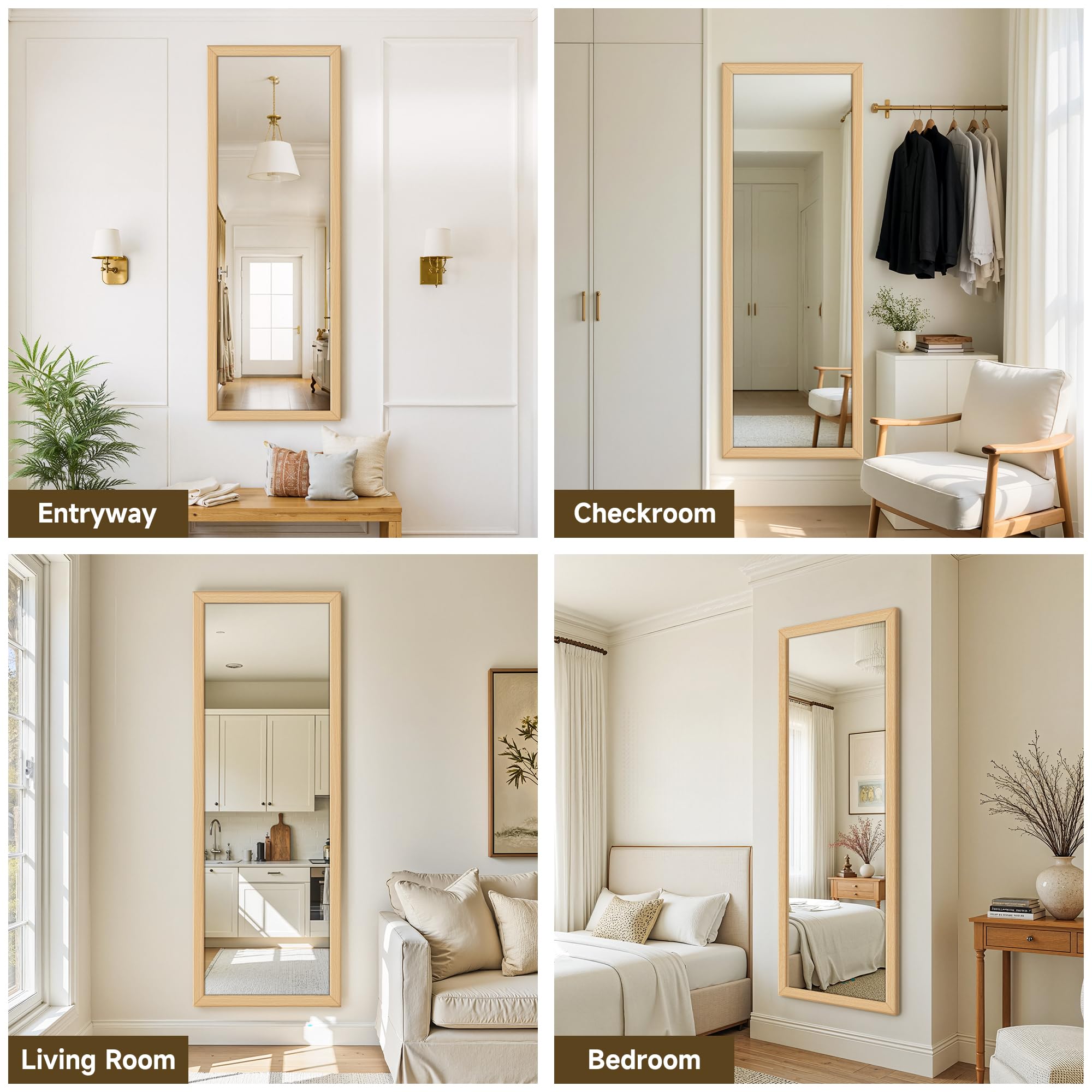 Delma rustic wooden frame mirror adds warmth to bedroom or living rooms.