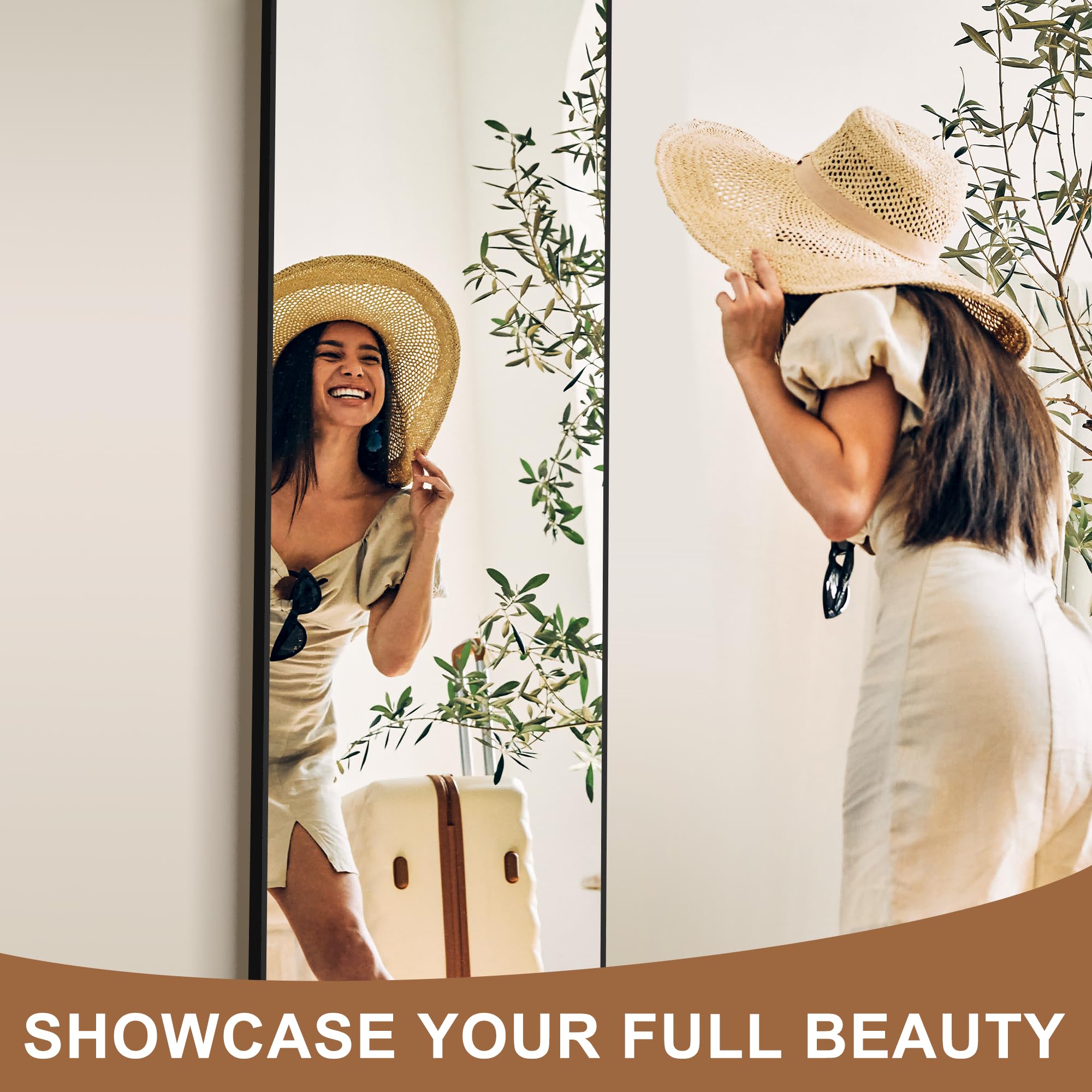 Delma standing mirror in aluminium frame suitable for wall or floor use
