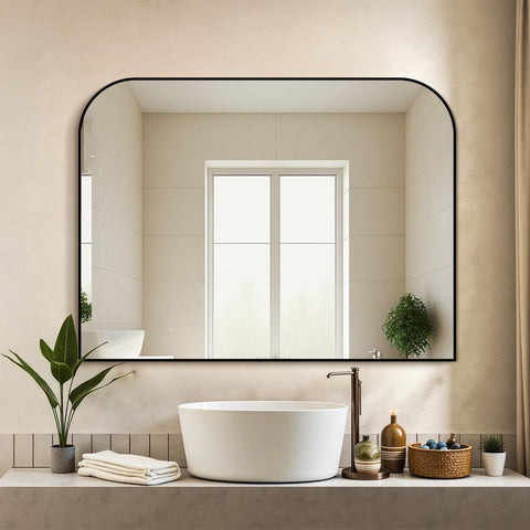 Delma sleek black-framed wall mirror enhances any room with style