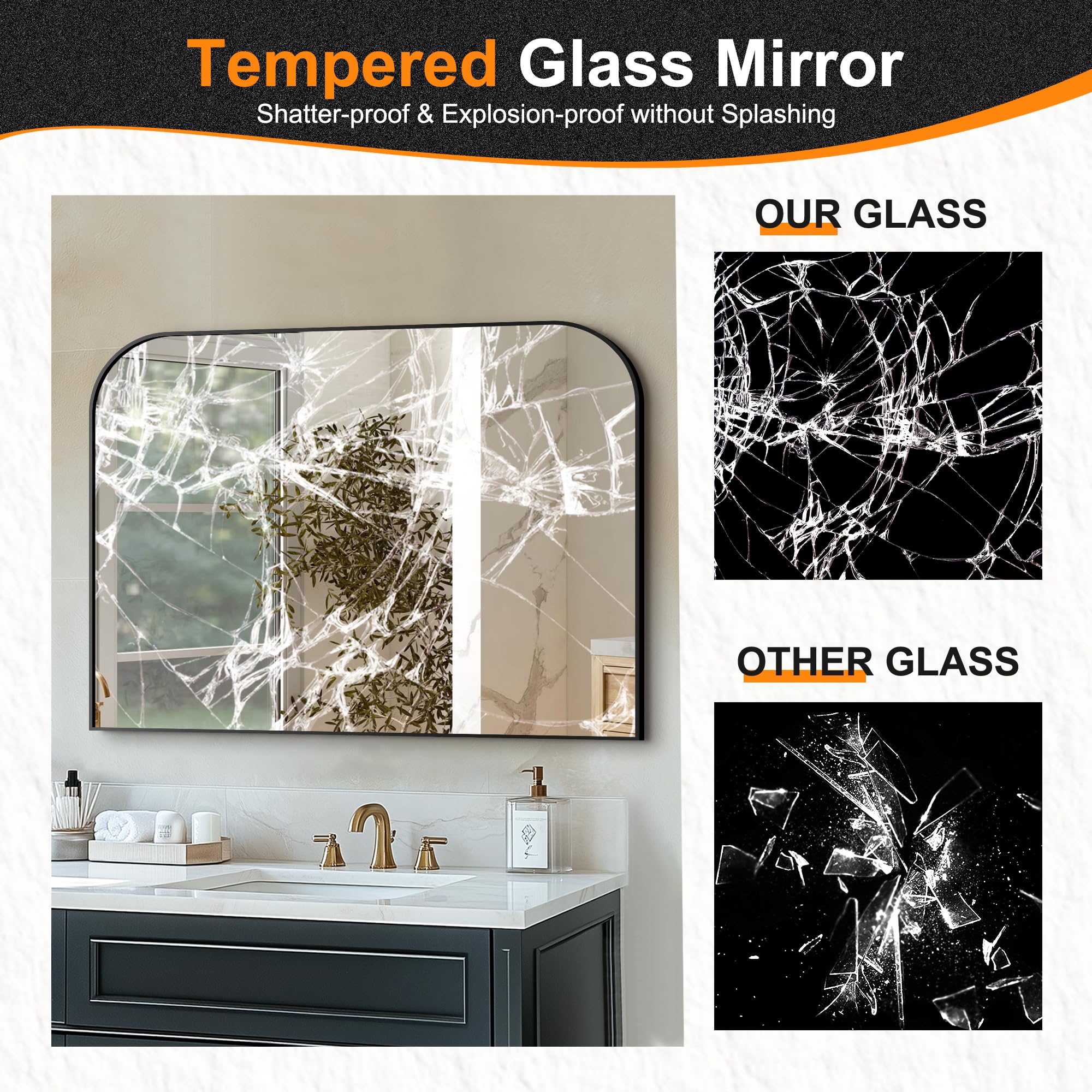 Delma wall-mount mirror with easy installation for over sink