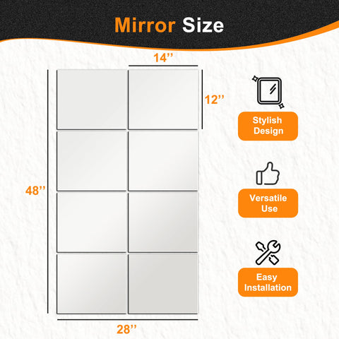 Delma wall-mounted mirror tiles installed in a bedroom for depth and style.