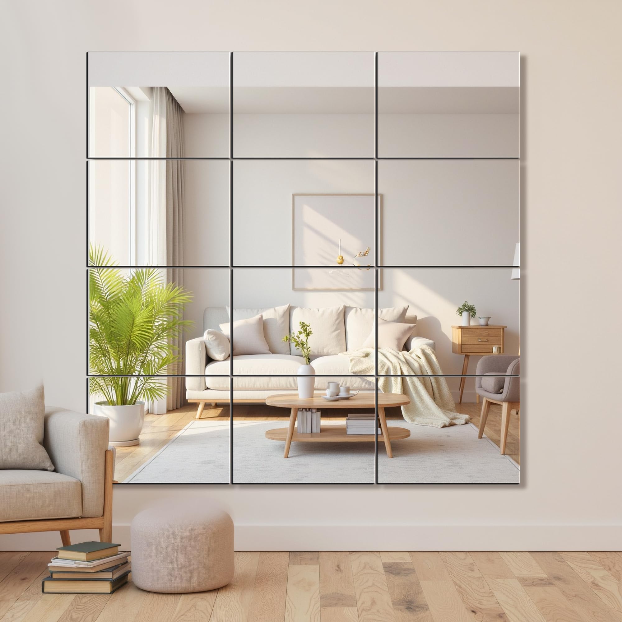 Wall mounted installation guide for Delma mirror tiles.