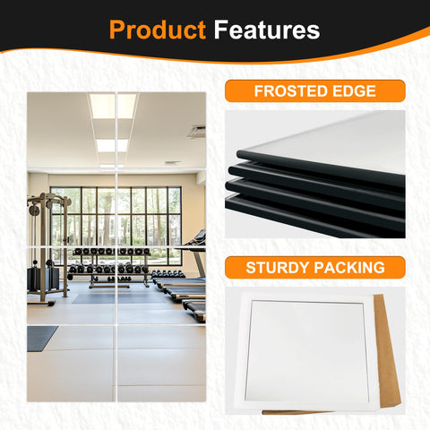 Delma wide-application mirror tiles suitable for bathrooms, doors, and closets decor.
