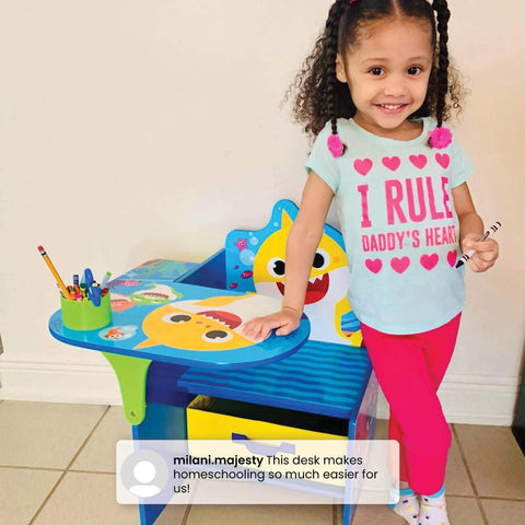 Durable finish on Delta Children Baby Shark chair desk resists scuffs and maintains color