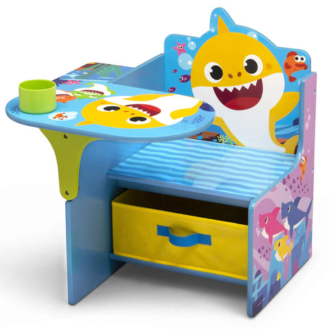 Delta Children Baby Shark chair desk front view with bright graphics for learning and play