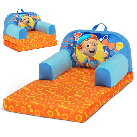 Delta Children Blippi Cozee Buddy Flip-Out Chair blue, versatile seating and naps.