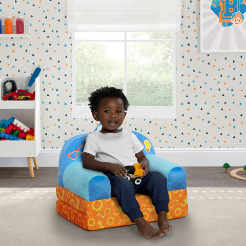 Easy-to-move Delta Children Blippi Cozee Buddy Flip-Out Chair blue.