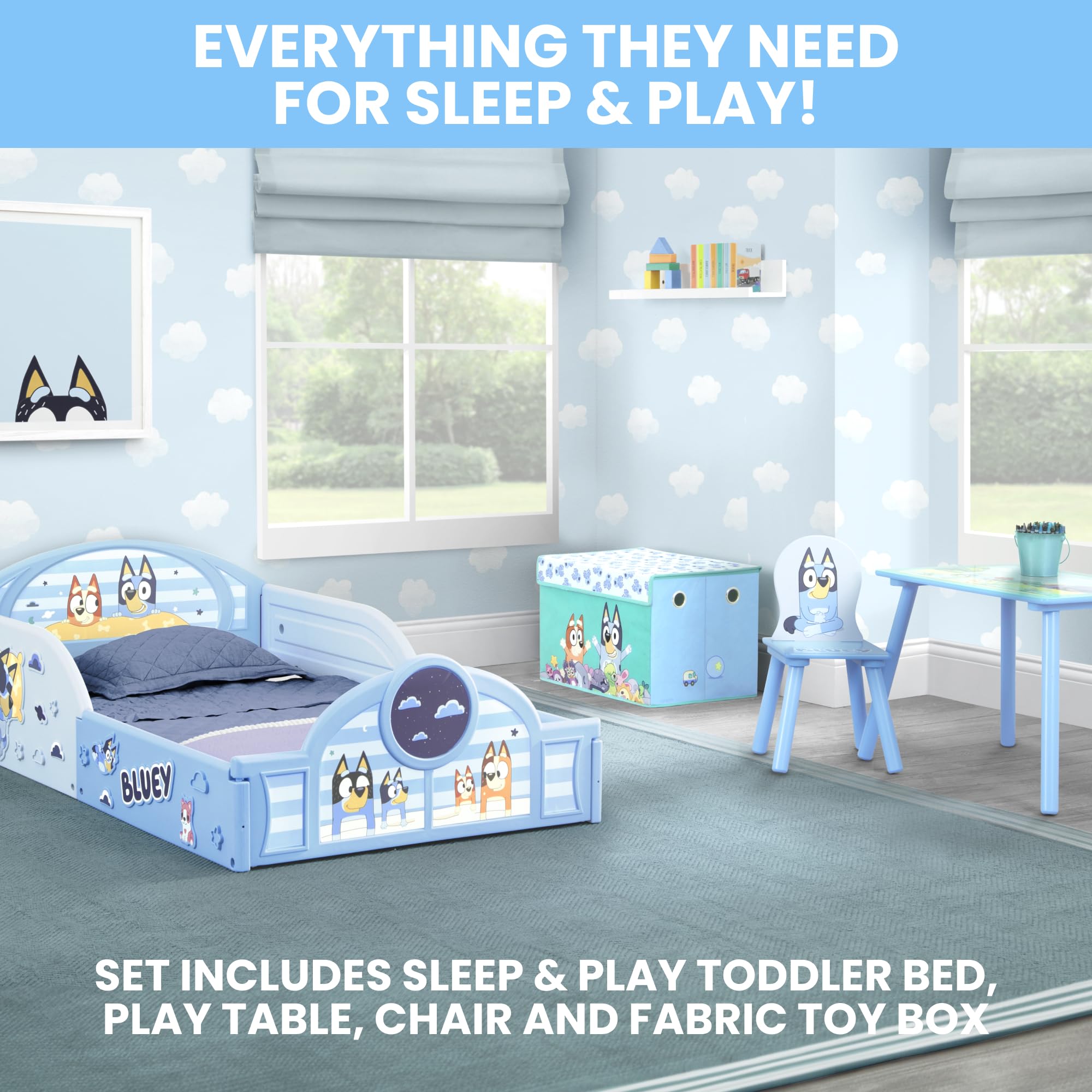 Delta Children Bluey fabric toy box collapsible for easy storage