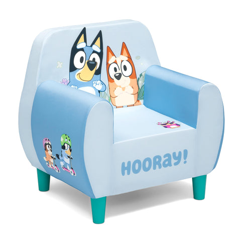 Delta Children Bluey foam chair in blue with bold graphics for playtime