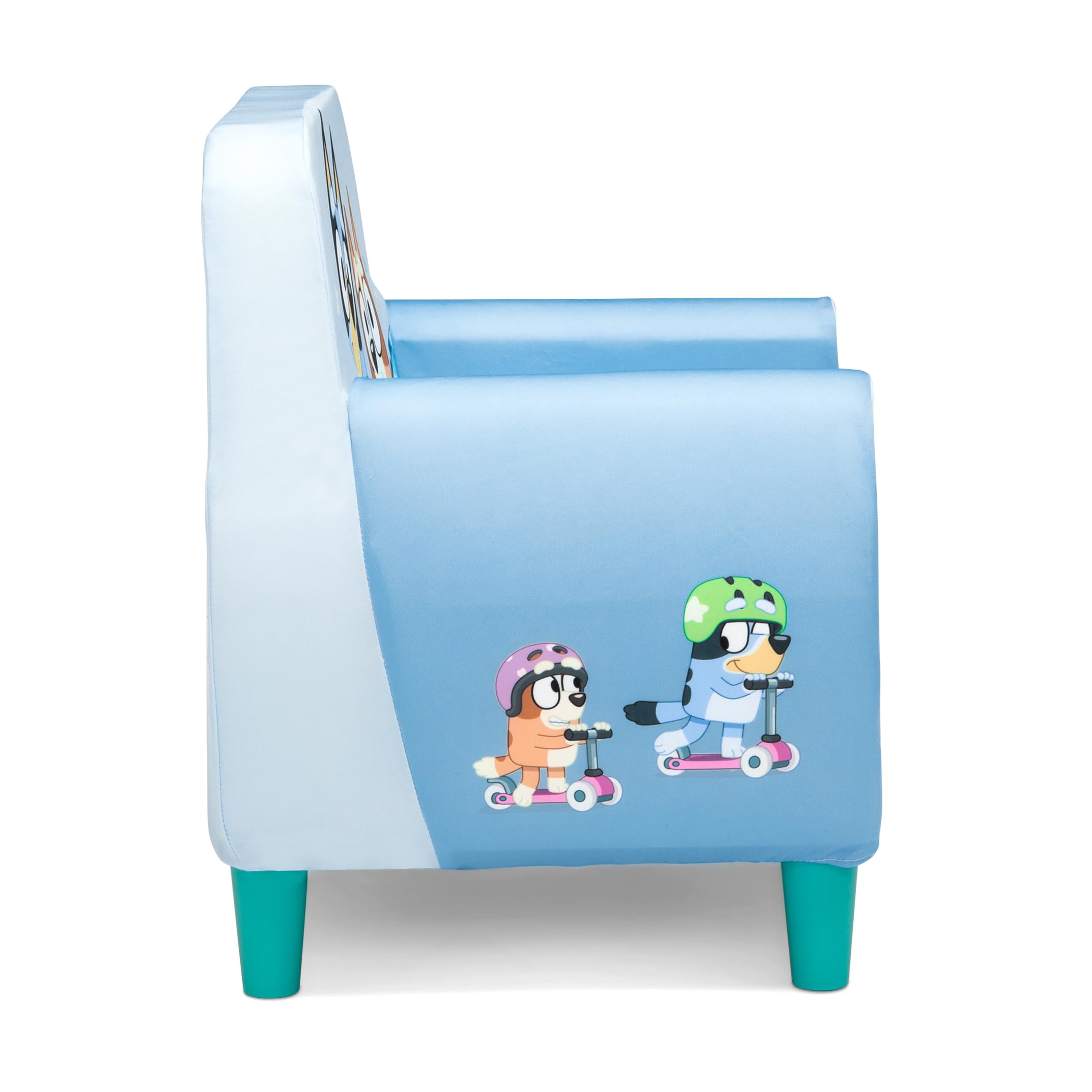 Delta Children Bluey foam chair in a living room setup