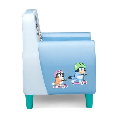 Delta Children Bluey foam chair in a living room setup