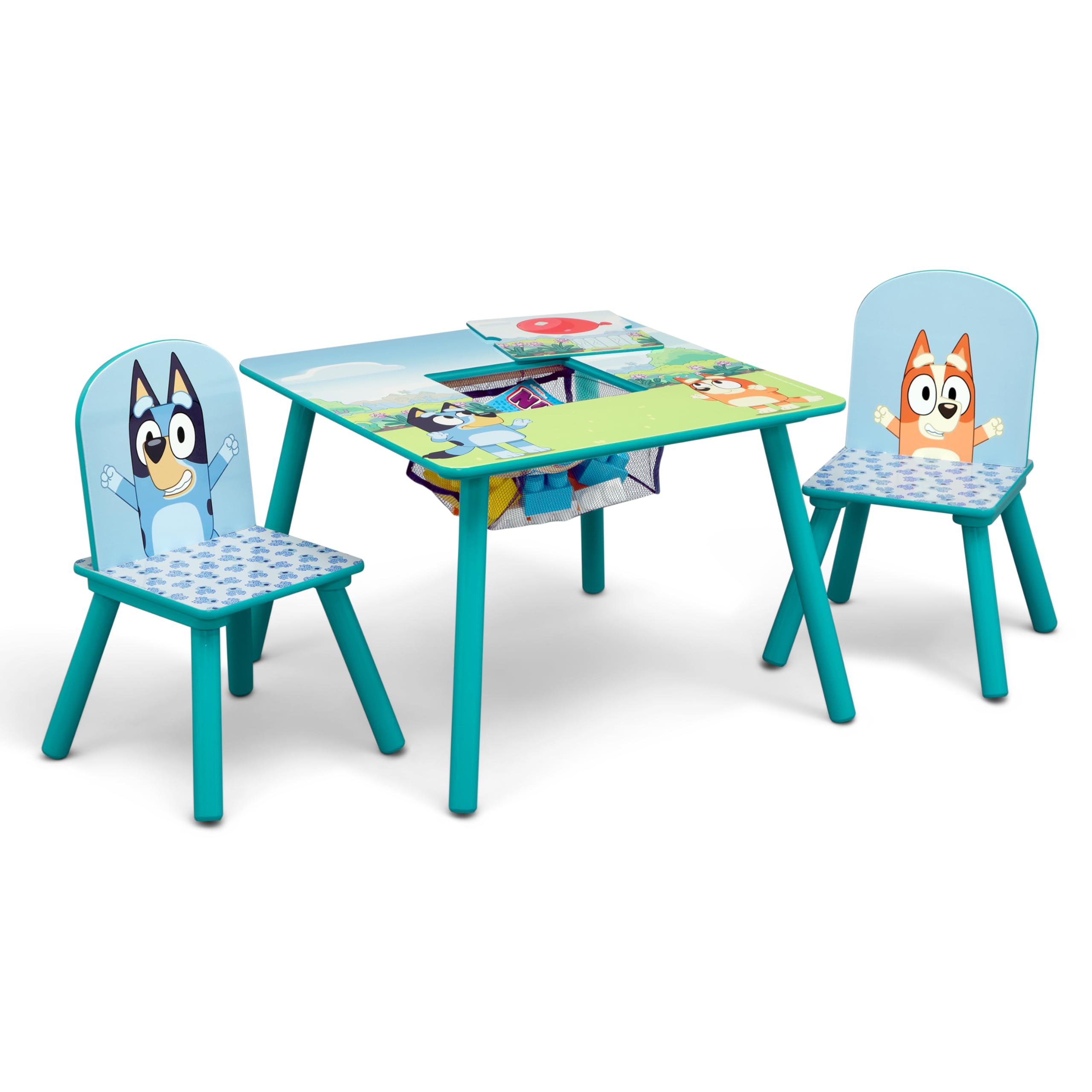 Delta Children Bluey graphics on the table boost engagement during crafts.