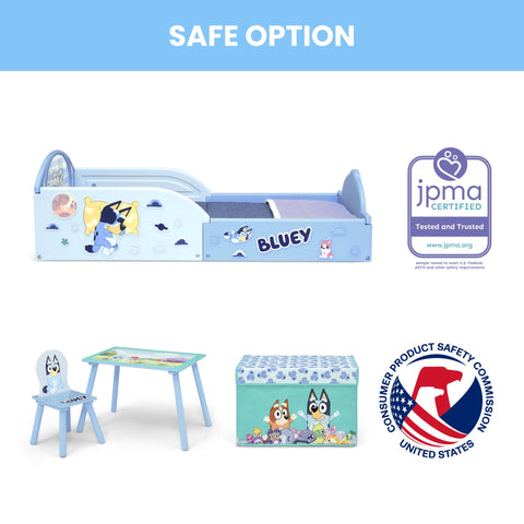 Delta Children Bluey low-height bed supports safe sleep and easy entry