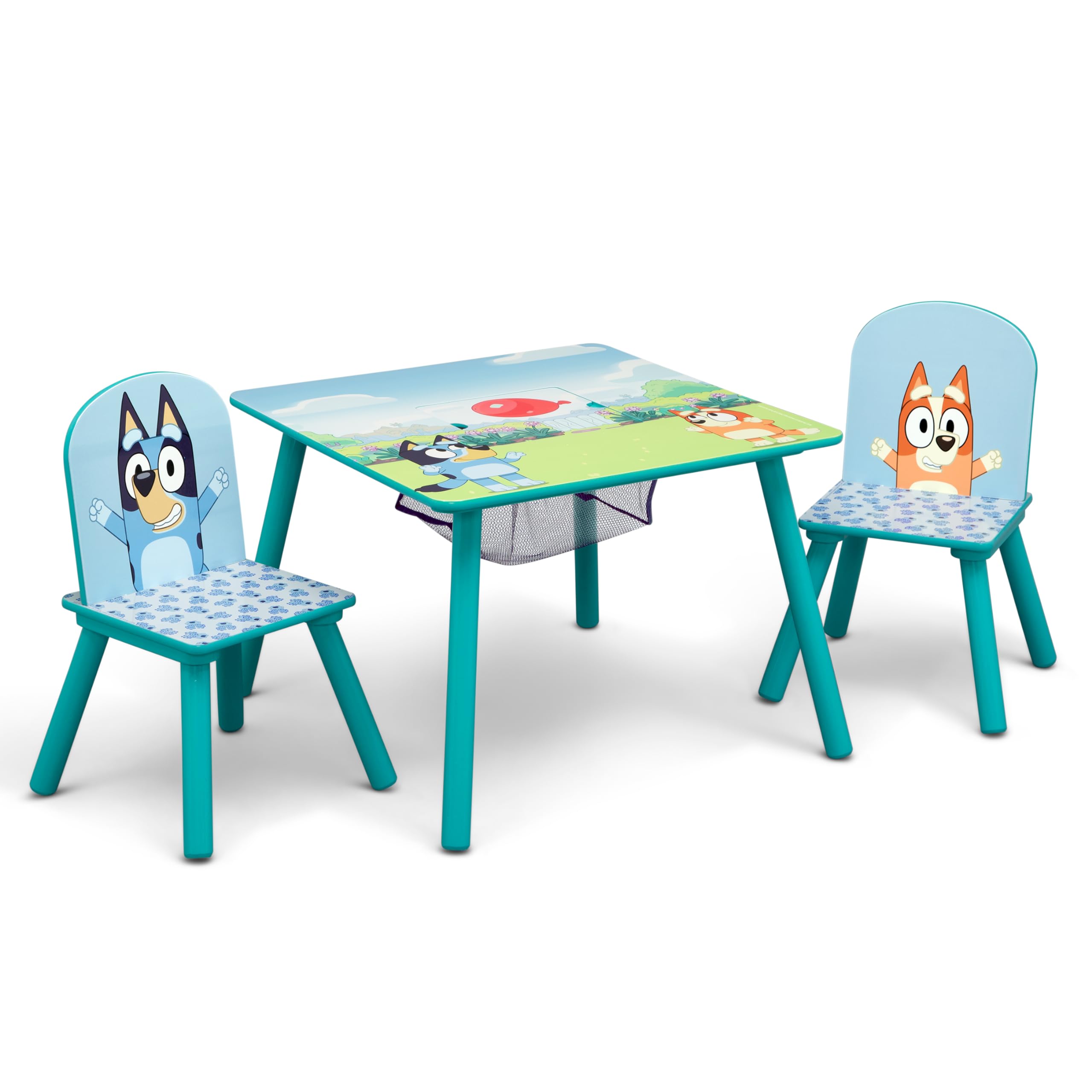 Delta Children Bluey table with central storage keeps art supplies organized.