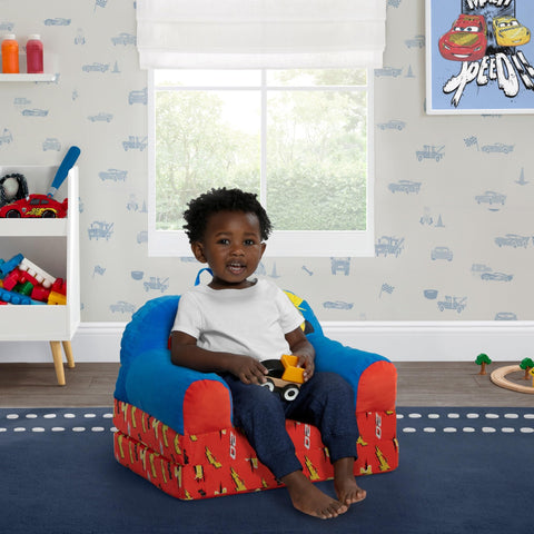 Delta Children Cars Cozee Buddy reading nook by window for quiet moments
