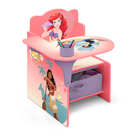 Delta Children chair desk built-in cup holder keeps markers and cups within reach.