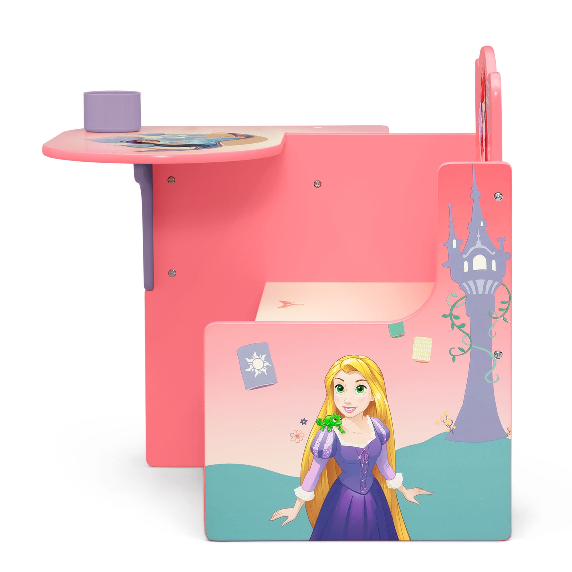 Delta Children chair desk engineered wood construction provides durable long-term use.