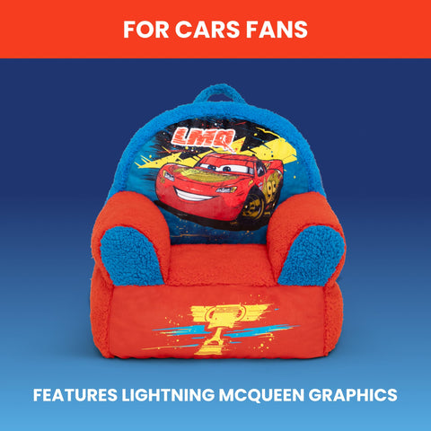 Back view of the Delta Children Cars chair showing plush support