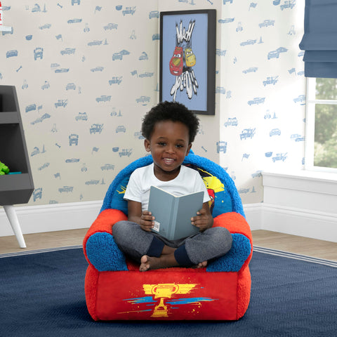 Side view of the Cars-themed Cozee Buddy Chair ready to move rooms