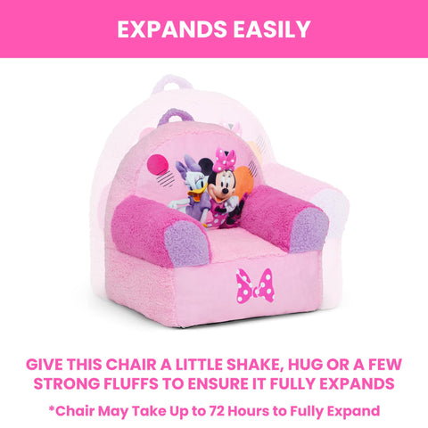 Delta Children Cozee Buddy Chair dimensions displayed for space planning.