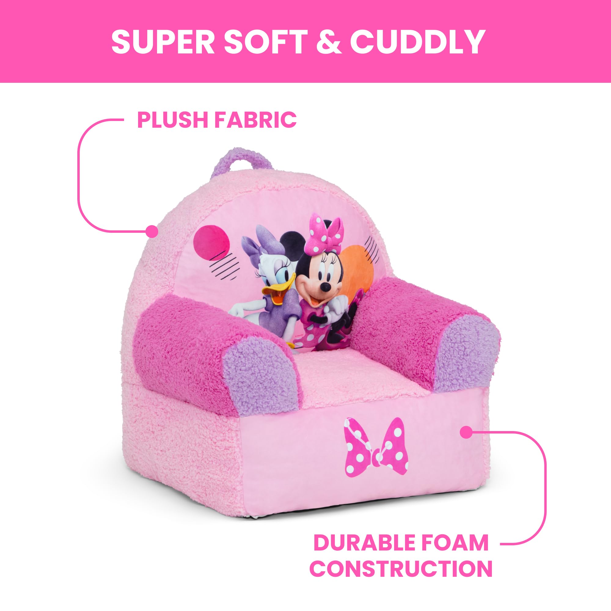 Delta Children Cozee Buddy Chair lightweight with grab handle for easy moving.