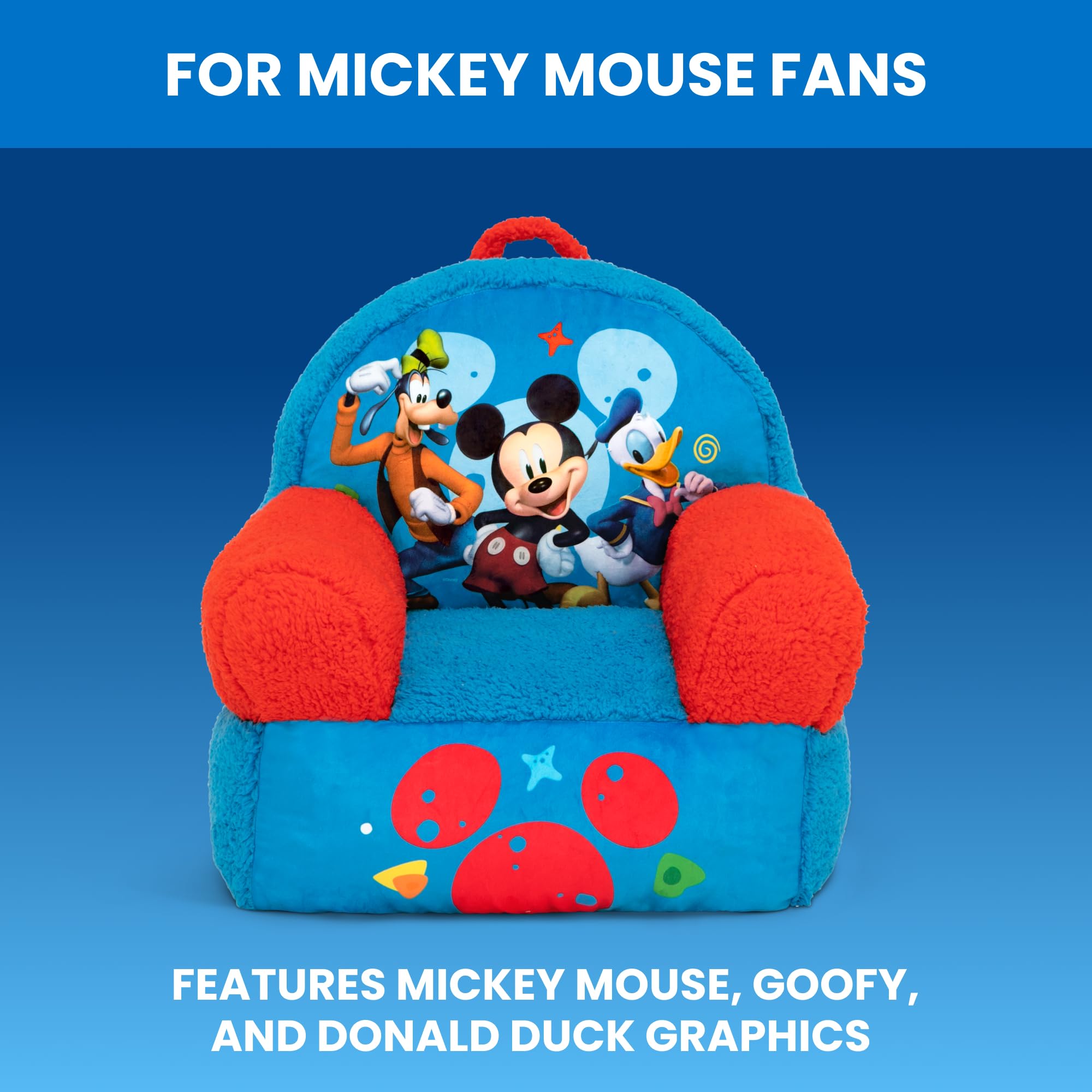 Delta Children Cozee Buddy Chair Mickey Mouse back view highlighting lightweight mobility