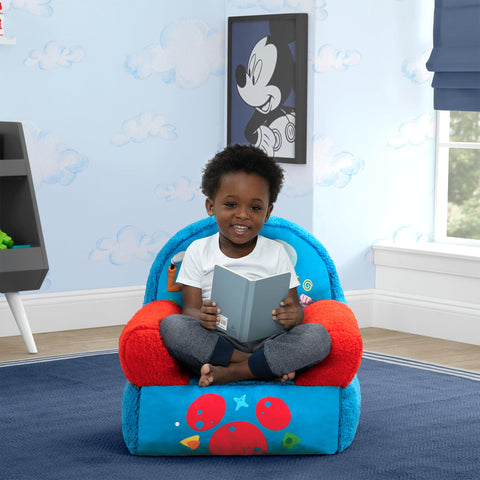 Delta Children Cozee Buddy Chair Mickey Mouse side view showing portable comfort