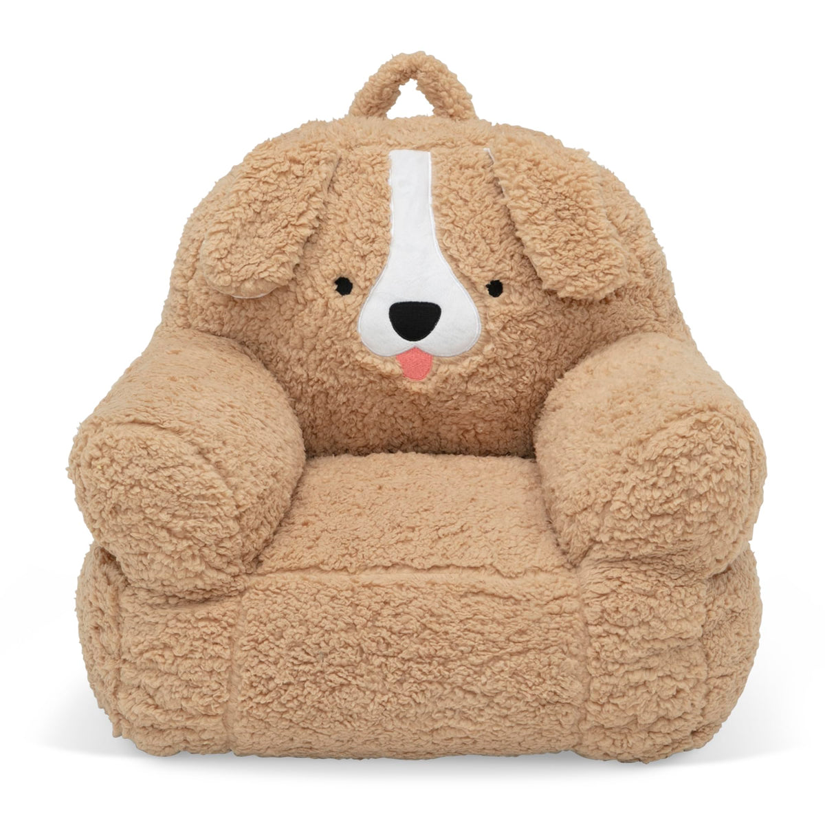 Delta Children Cozee Buddy Dog Chair front view with floppy ears, ideal for cozy reading.