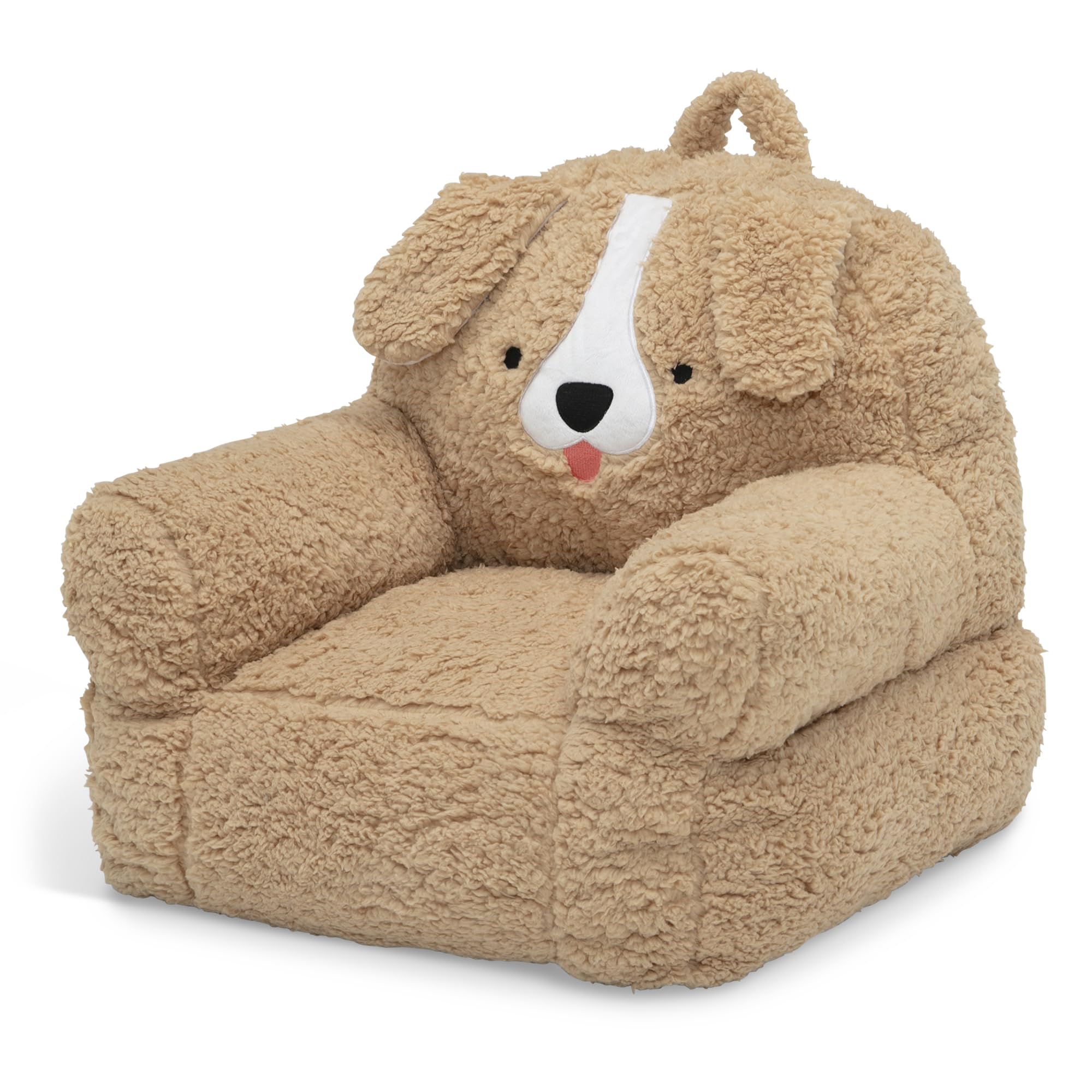 Unboxed Cozee Buddy Dog Chair expands to a comfy height for use.