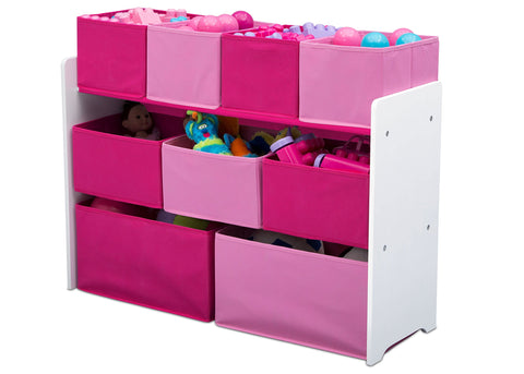 Playroom scene with bold colors for easy storage