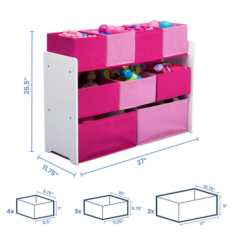 Child using the sturdy wood organizer during playtime