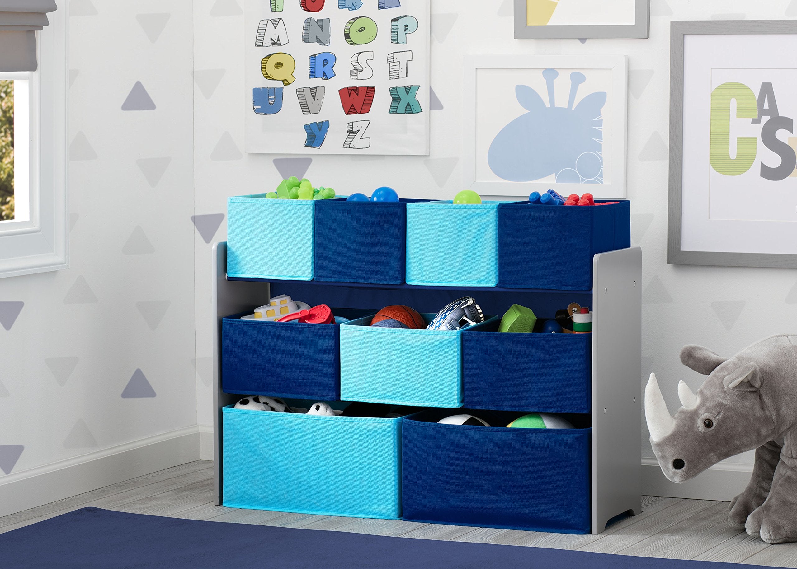 Delta Children deluxe organizer shown at kid height for simple reach