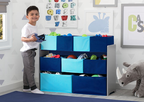 Delta Children organizer with bold bins supports quick cleanup after playtime