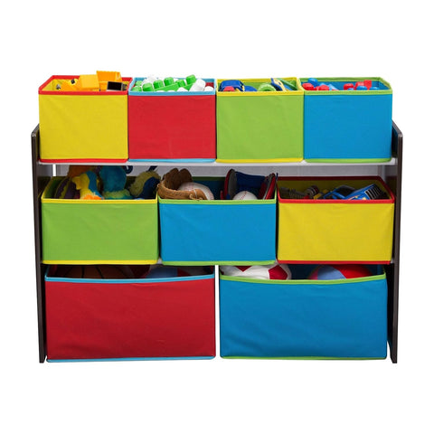 Delta Children Deluxe organizer with medium bins simplifies toy sorting for kids.