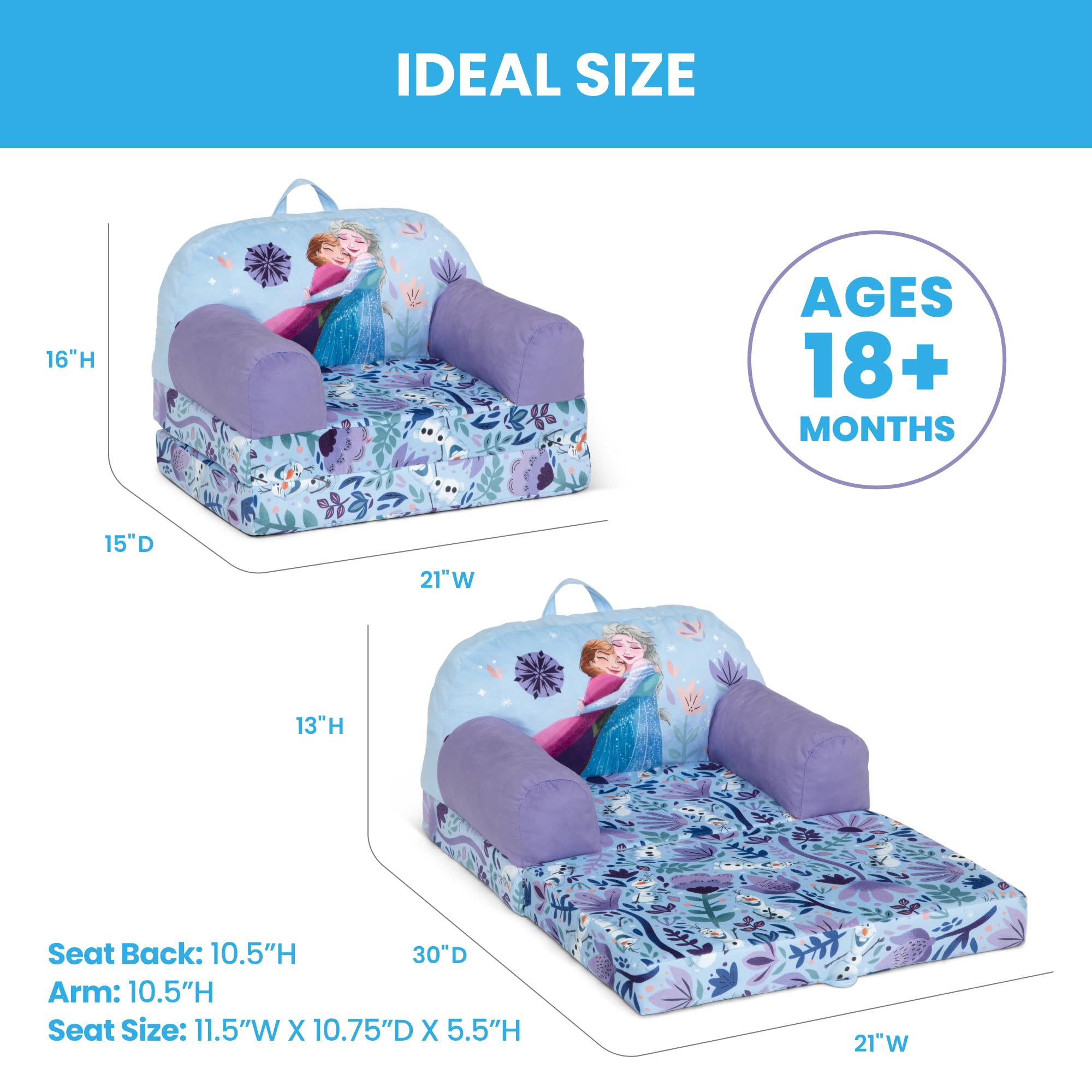 Delta Children Cozee Buddy purple, foam construction for all-day comfort