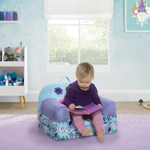 Delta Children Frozen chair purple, unfolded sleeper ready for a nap