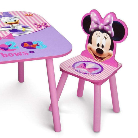 Delta Children Minnie chair pink back view, ergonomic support for kids.