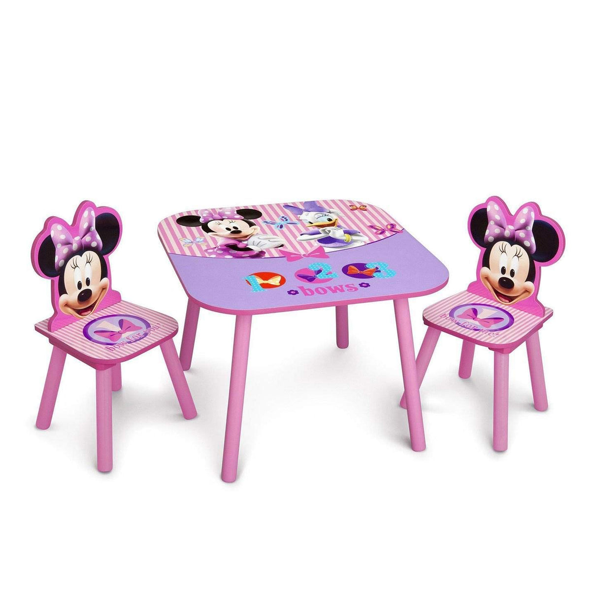 Delta Children Minnie table pink, sturdy surface ideal for meals and crafts.