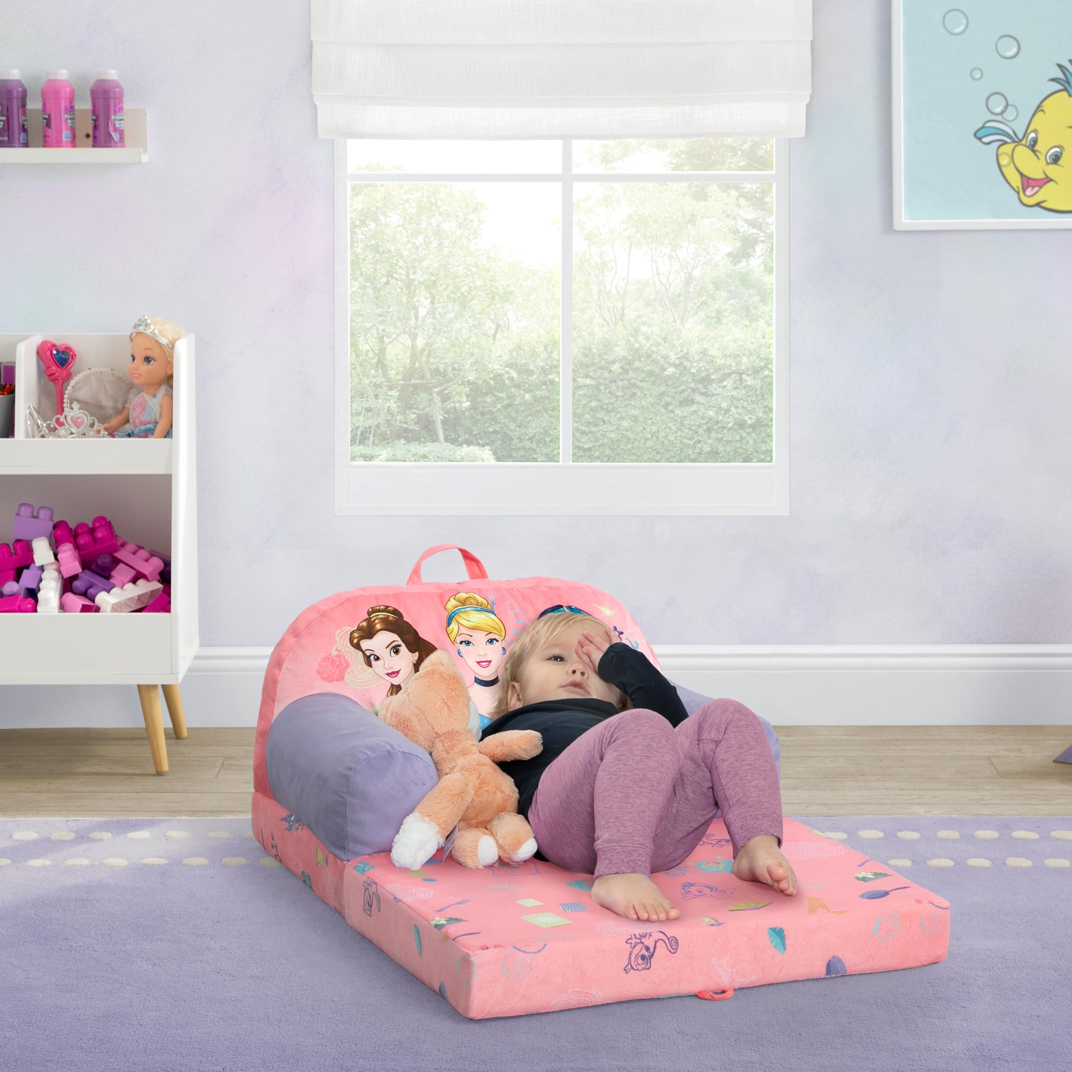 Delta Children Disney Princess Cozee Buddy flip-out bed mode for napping