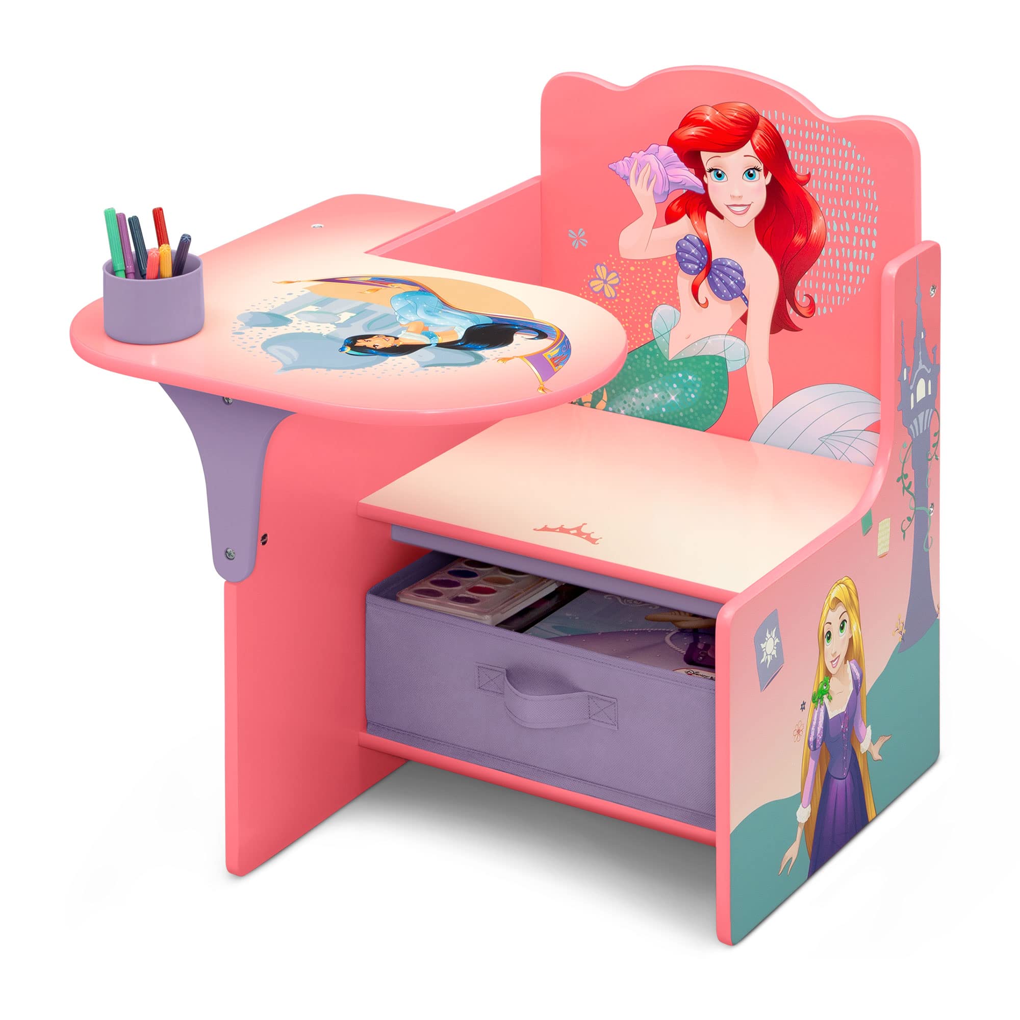 Delta Children Disney Princess graphics highlight your child's princess-themed study space.