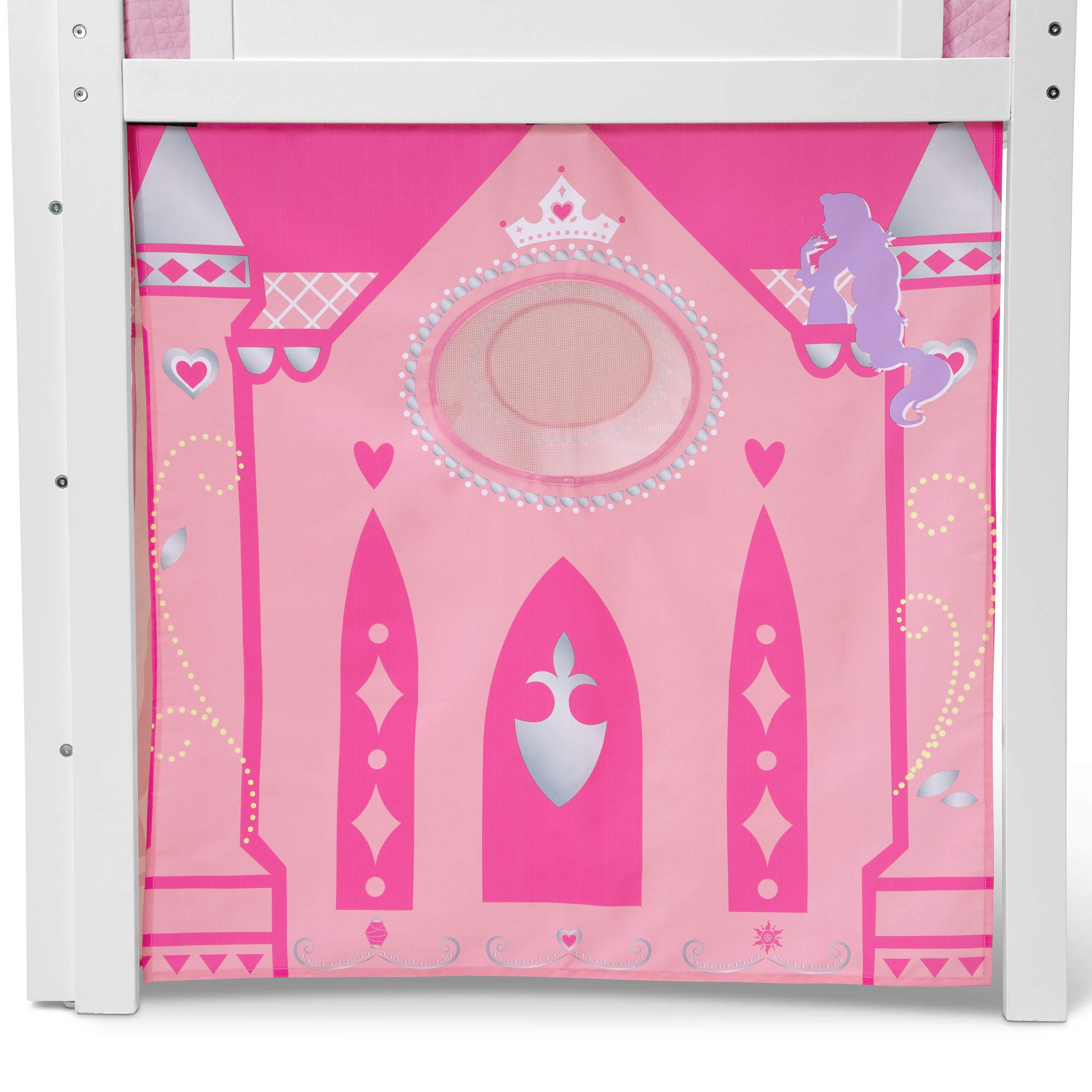 Delta Children Disney Princess loft bed tent durable polyester construction for years of use.