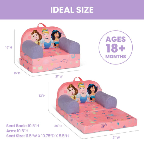 Soft foam construction of Delta Children Princess chair for lasting shape