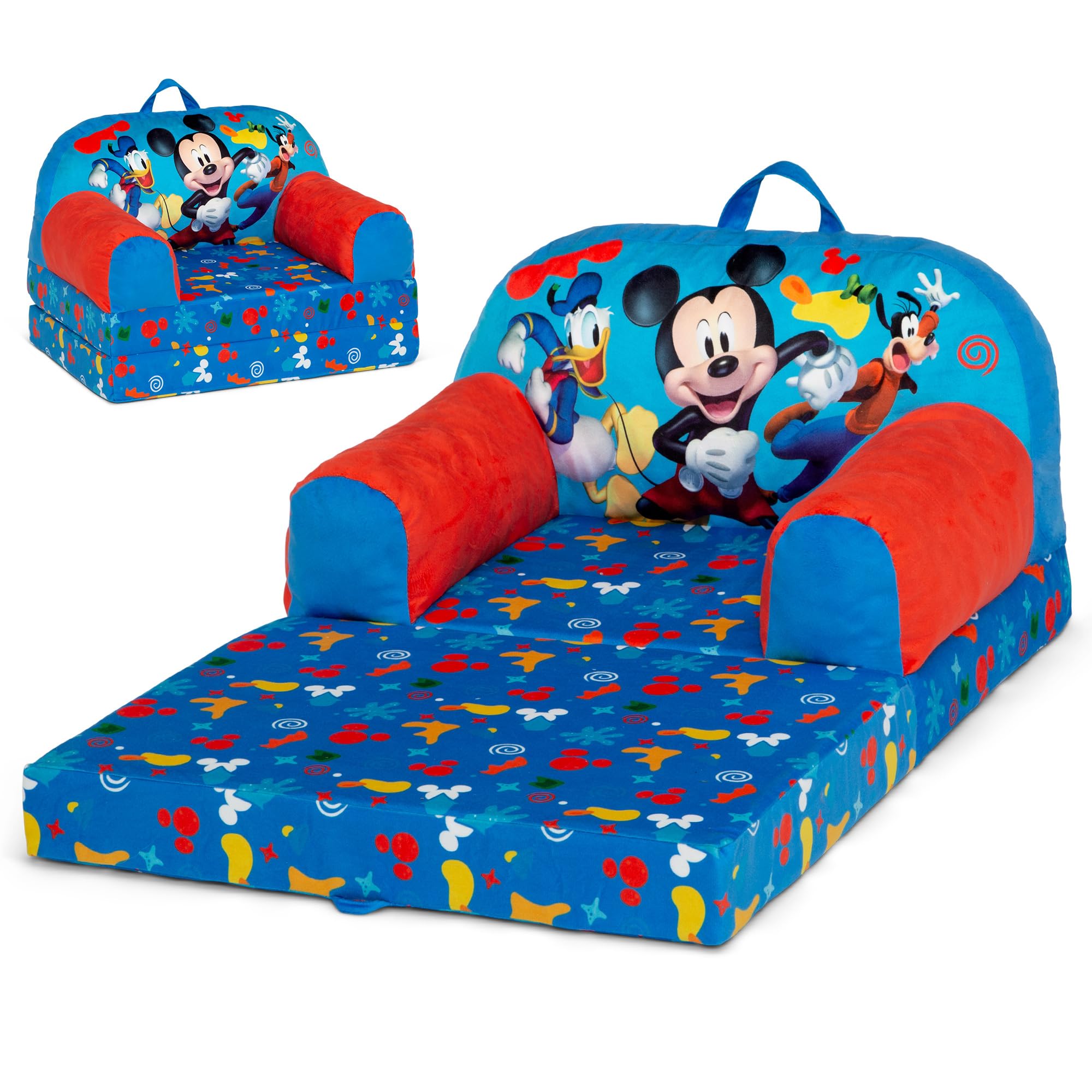 Delta Children Mickey Mouse Cozee Buddy Chair front view for reading and play